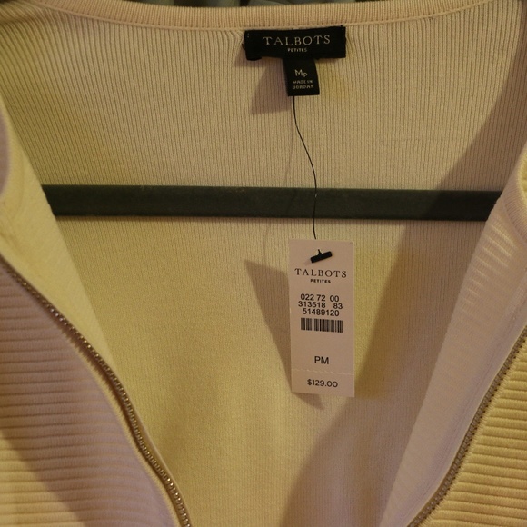 NEW Talbots Creme Ribbed Zip-Up - Picture 4 of 5